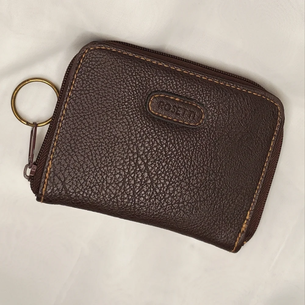 Brown Leather Wallet with Key Ring